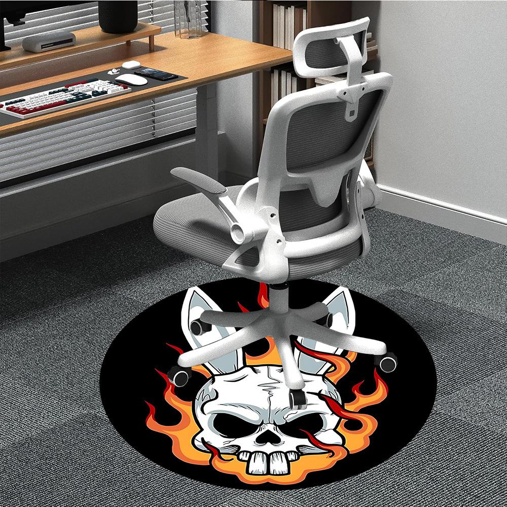 

1pc Bunny Flames Office Round Area Rug, Under Office Chairs Bedroom Living Room Home Decor, Room Deco 80cm