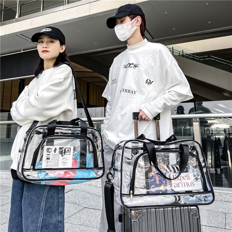 Borsa da Viaggio Grande Capacità Impermeabile in PVC con Design Trasparente per Viaggi Casual