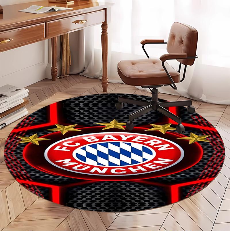 FC Bayern Pattern Round Rug, Indoor/Outdoor Mat, for Picnic, Gameroom, Bedroom, Office, Living Room, Home Decor Carpet, Birthday Gift