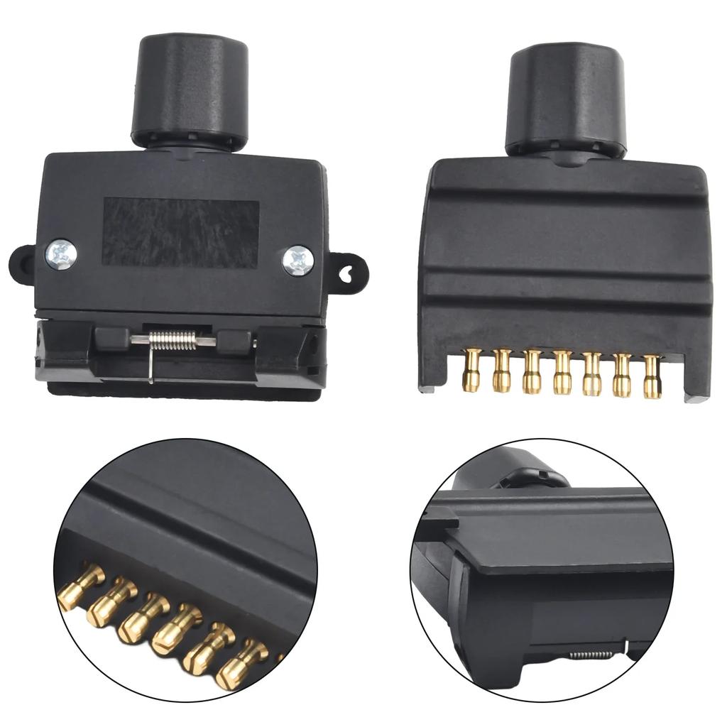 Connector Flat Trailer Plug RV Frosted Socket Set Cross Slotted Copper Needles Flat Trailer Plug 7Pin Hot Sale