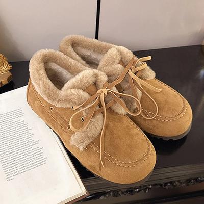 Women's Sport Shoes Flats Suede Designer Snow Boots for Woman Lace Up Casual Cotton Shoes    Cozy Warm Mujer