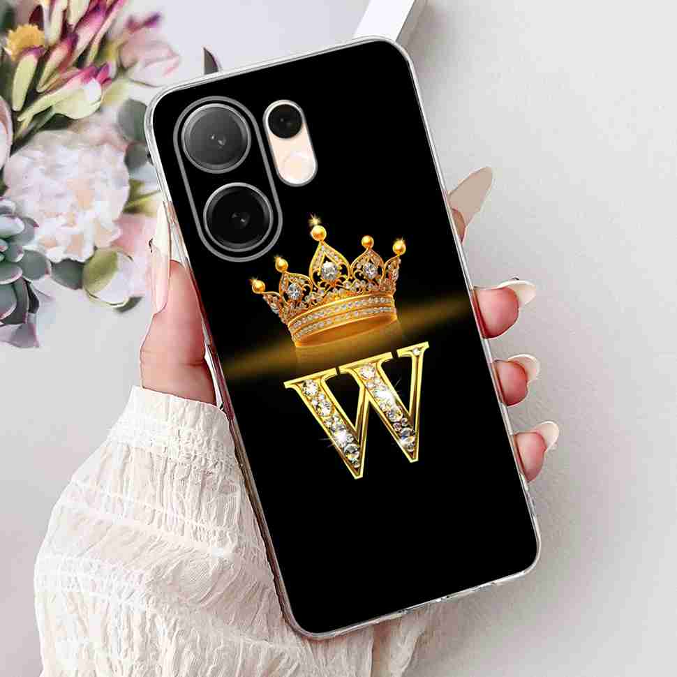 For vivo V60 5G 6.67" Case Popular Letters A-Z Crown Soft Silicone TPU Cover For Vivo v60 5G VIVO V2511 Bumper Phone Shell Coque