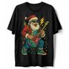 Cool Santa Playing Guitar T-Shirt Xmas Funny Christmas Rocker Graphic Tee S-5XL