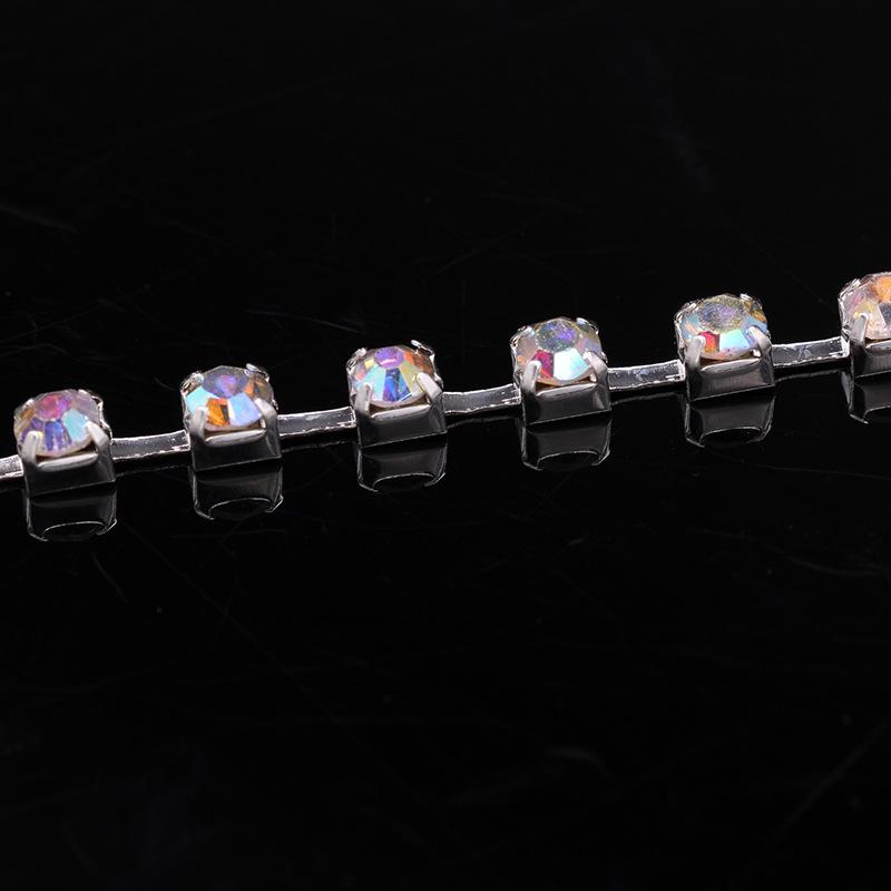 

2-6mm Iridescent White Rhinestone Chain for DIY Jewelry & Phone Case Decoration 2mm 0.9m