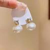 Silver Needle Rhinestone Pearl Round Stud Earrings - Retro, Fashionable, Elegant, Light Luxury, Minimalist Ear Jewelry