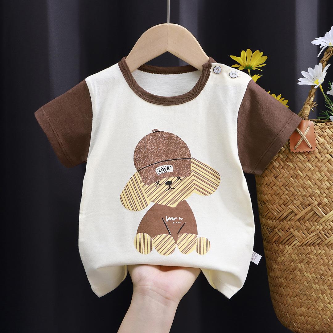 

Детская хлопковая футболка, летняя одежда с коротким рукавом для малышей, унисекс, для мальчиков и девочек, мягкая, удобная, дышащая, класс А, одежда для малышей 100cm