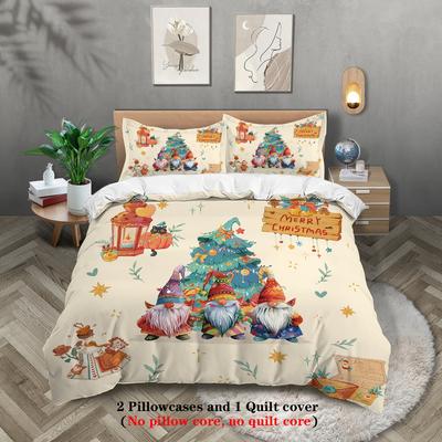 3pcs Christmas Tree 3D Printed Bedding Set Breathable Duvet Cover King Queen Twin Single Size Bedroom Decor New Christmas