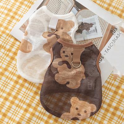 Japanese and Korean Style Dog Pet Sleeveless Mesh Bear Traction Vest Cat Breathable Thin Teddy Pet Dog Clothes