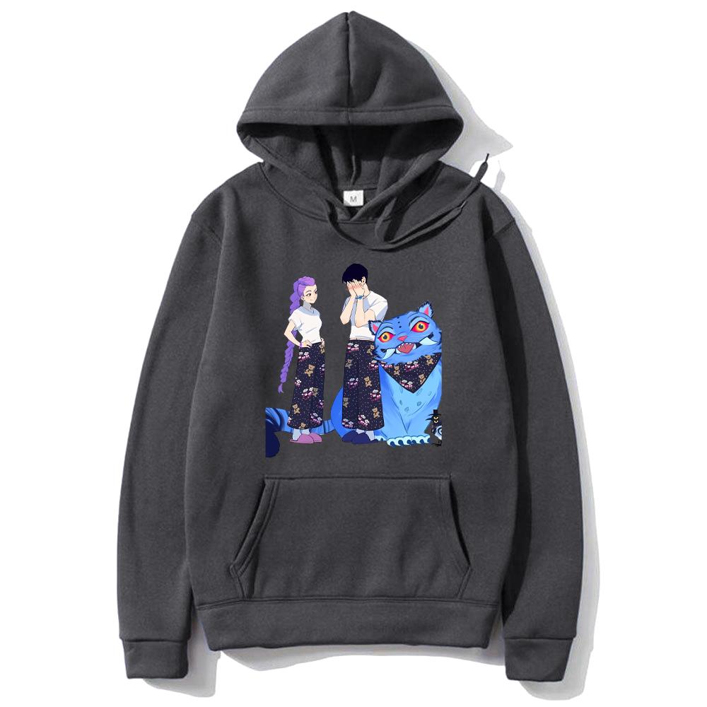 KPop Demon Hunters Derpy Tiger Graphics Hoodie Men Women Cute Kawaii Sportswear Vintage Fleece Fashion Long Sleeve