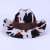 Cow Pattern Western Cowboy Hat Outdoor Travel Big Head Circumference Jazz Hat Children Autumn and Winter Women's Ethnic Style Top Hat Men