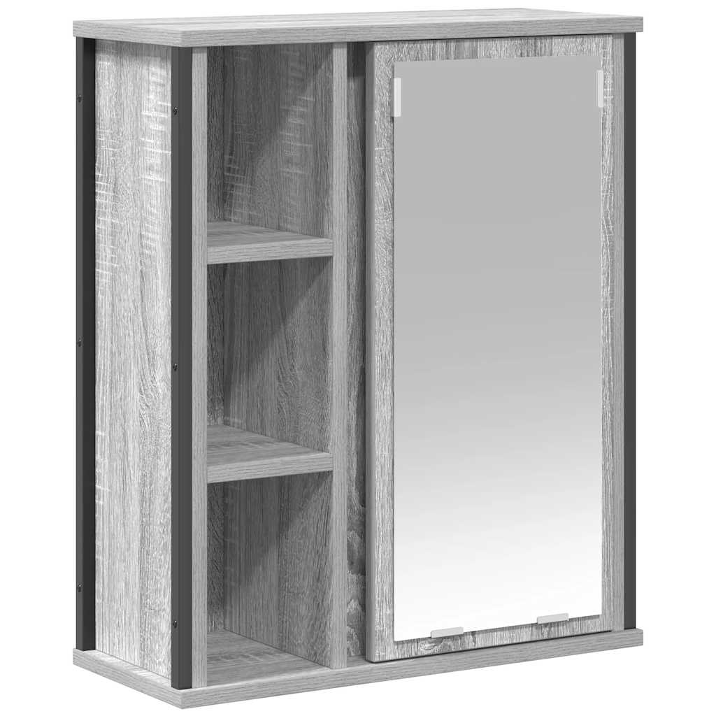 Wall Mounted Bathroom Cabinet with Mirror Grey Sonoma 50 x 21 x 60 cm