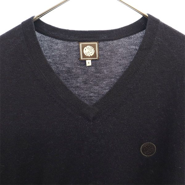 Pretty Green Wool Blend One Point Embroidery Long Sleeve V Neck Sweater Men's Used