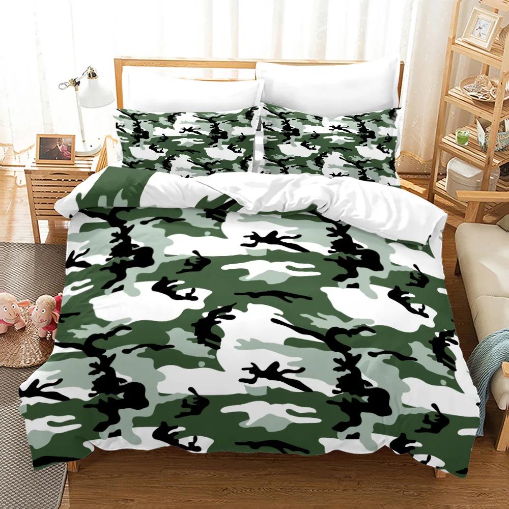 3PCS Single-sided Printed Series Camouflage Russian Printing Duvet Cover BeddingSet Comfortable Breathable Sheet  Comforter