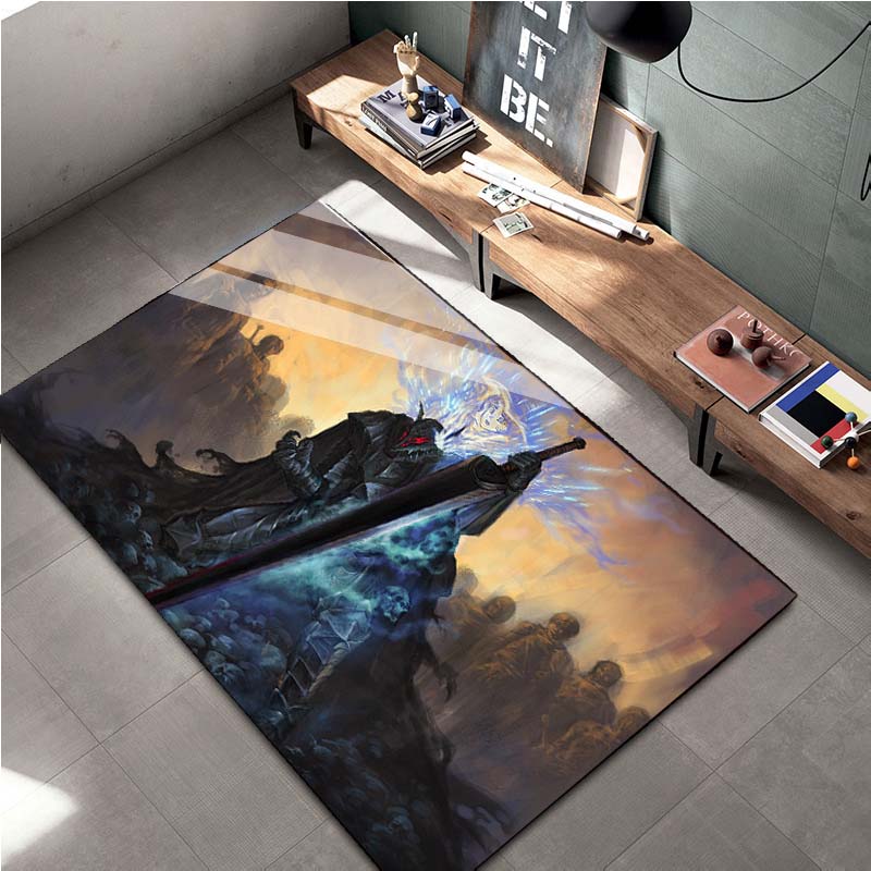 

15 Размеров Ковер Аниме Берсерк Декор Гостиной Придверный коврик Спальня Прихожая Вход Балкон Пол Ковер Большой Площади Коврик с Комиксным Узором 40x60cm (16x24in)