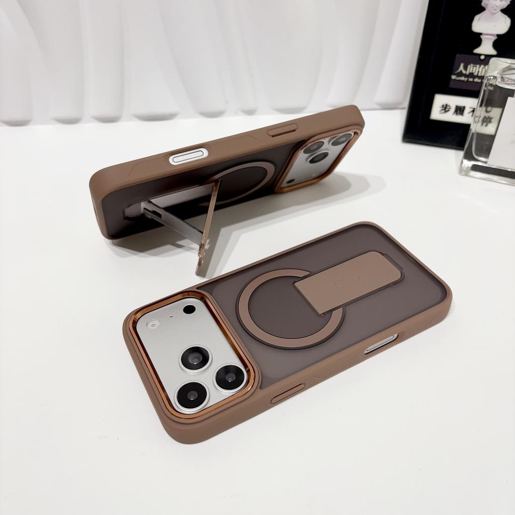 Foldable 2 In 1 Magnetic Stand Matte Phone Case For iPhone 18 17 16 15 14 13 Pro Max Shockproof Minimalist Color Clashes Cover