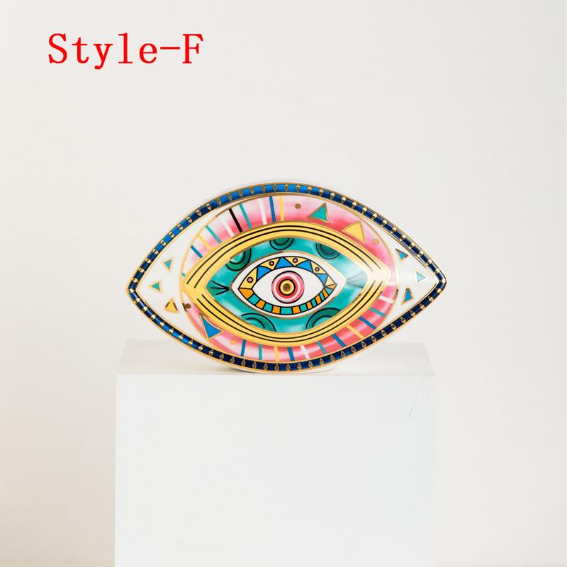 

Luxury Large Size Northern European Creative Oval Lovely Colorful Big Eyes Demon Eyes Ceramic Home Desk Ornament Arts Decoration