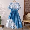 Yunnan Batikk spitzen-up V-Ausschnitt Sommerkleid für Damen