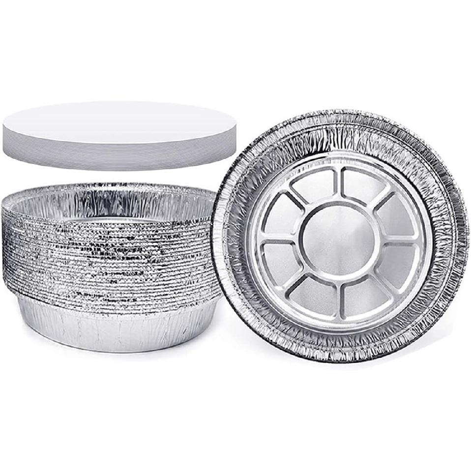 Minimalist 5  Aluminum Foil Pie Pans with Lids, 50 Pcs Disposable Aluminum Individual Pot Pie Pan for Baking, Cooking, Storage & Reheating