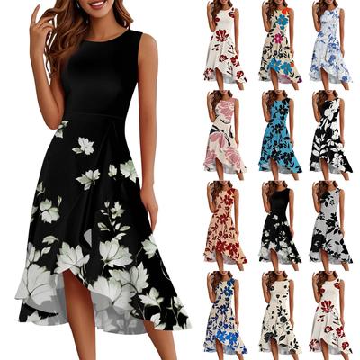 Damenmode Lässig Reißverschluss Ärmellos Rundhals Elegant Temperament Rüschenkleid Kleider