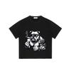 Black T Shirt with Bulldog Smoking Cigar Tattoo Design for Casual Streetwear Style