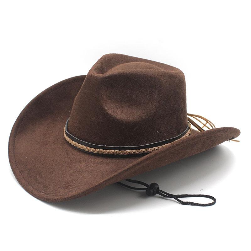 Winter Europäischer und Amerikanischer Stil Wildleder Cowboyhut Herren und Damen Paar Ethnischer Stil Roll-Up Zylinder Hut Visier Hut Jazzhut