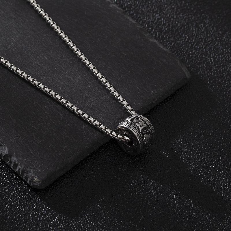 Anti-Thai Silver Transfer Bead Pendant, Six-Character Mantra Necklace, Retro Jewelry For Couples, Gifts For Girls For Men