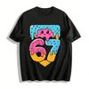 Cute Ice Cream Drip Number 67 Print Casual T-Shirt Pure Cotton T-shirt