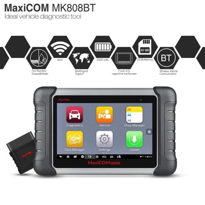 OBD2 Scanner - Autel - MaxiCOM MK808BT - Bluetooth - EPB Reset - 7-inch LCD