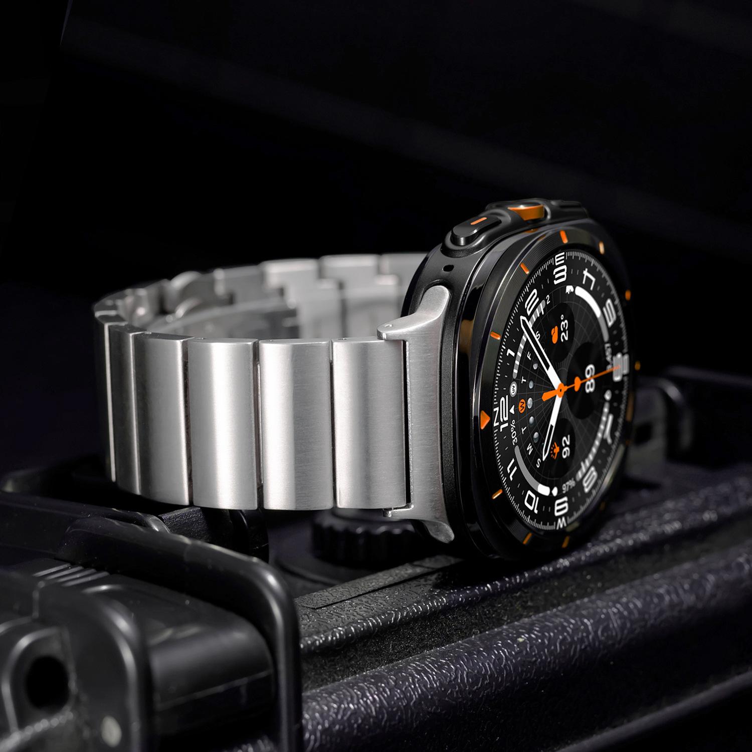 

Ultra Titanium Metal Band for Samsung Galaxy Ultra Watch 47mm No Gaps Men Link Strap for Galaxy Watch Ultra 47mm Butterfly Clasp Galaxy Ultra 47mm срібний
