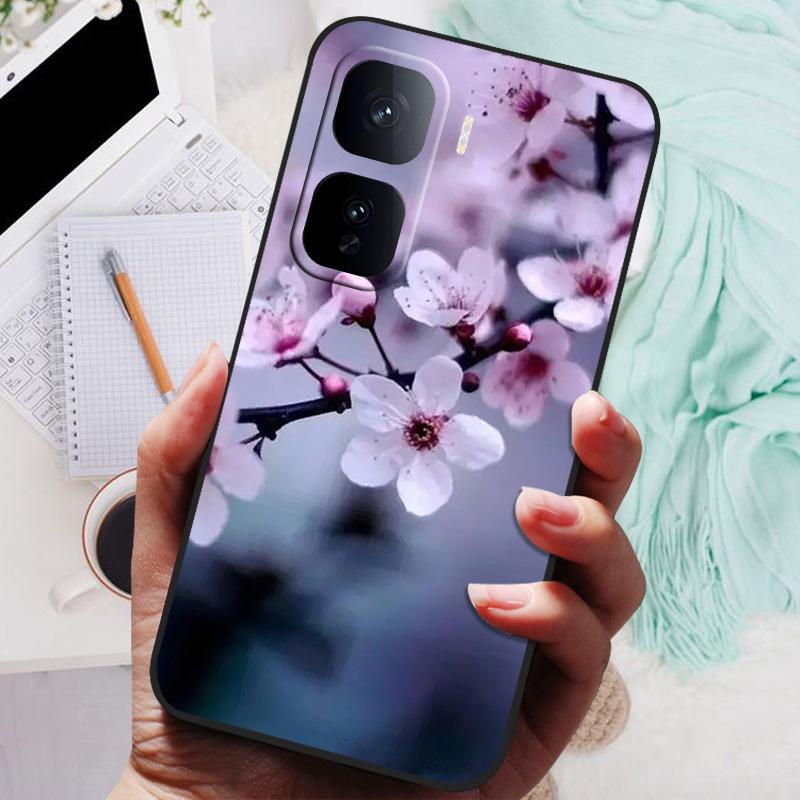 For VIVO IQOO Neo 10 Pro Case Black Cover Flowers Silicone Soft Back Cases For vivo iQOO Neo 10 Neo10 5G Phone Case 10Pro Bumper