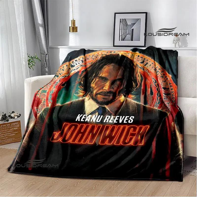 Film John Wick bedruckte Decke Picknickdecke Warme Decke Weich und bequem Heimreise Decke Bettwäsche Geburtstagsgeschenk