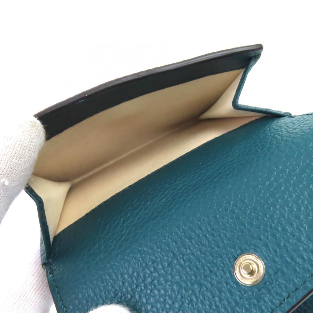 Pristine Chloe Tri-fold wallet Alphabet Trifold green leather CHC21WP718F573L3 Used