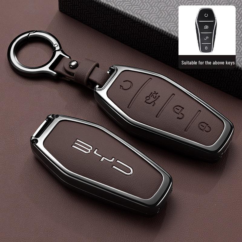Premium Car Key Bag with Buckle for BYD Han, Qin Plus, Song Pro, Tang, Dolphin, and E9