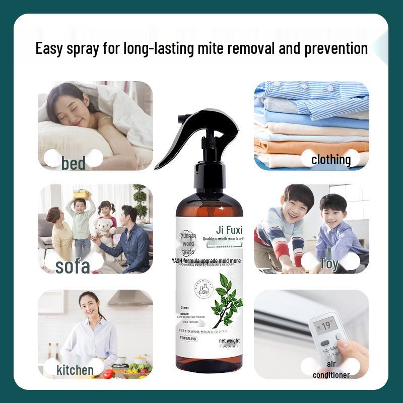Sichuan Pepper No-Wash Mite Remover Spray for Bedding & Clothing - Safe for Pregnant Women & Infants