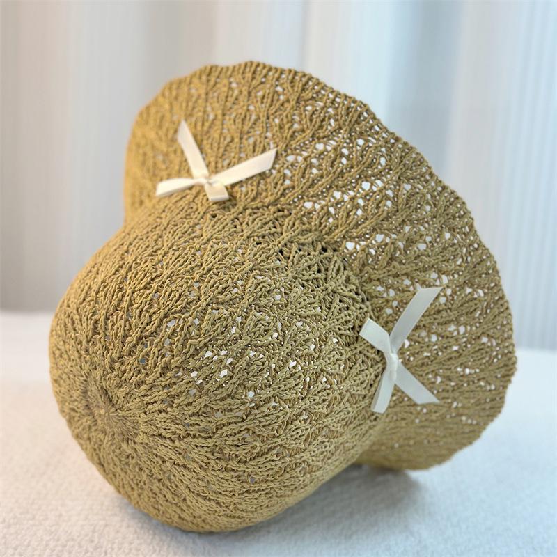 Bow Girl Sweet Cute Bucket Hat Spring and Summer Travel Seaside Sunscreen Hat Basin Hat