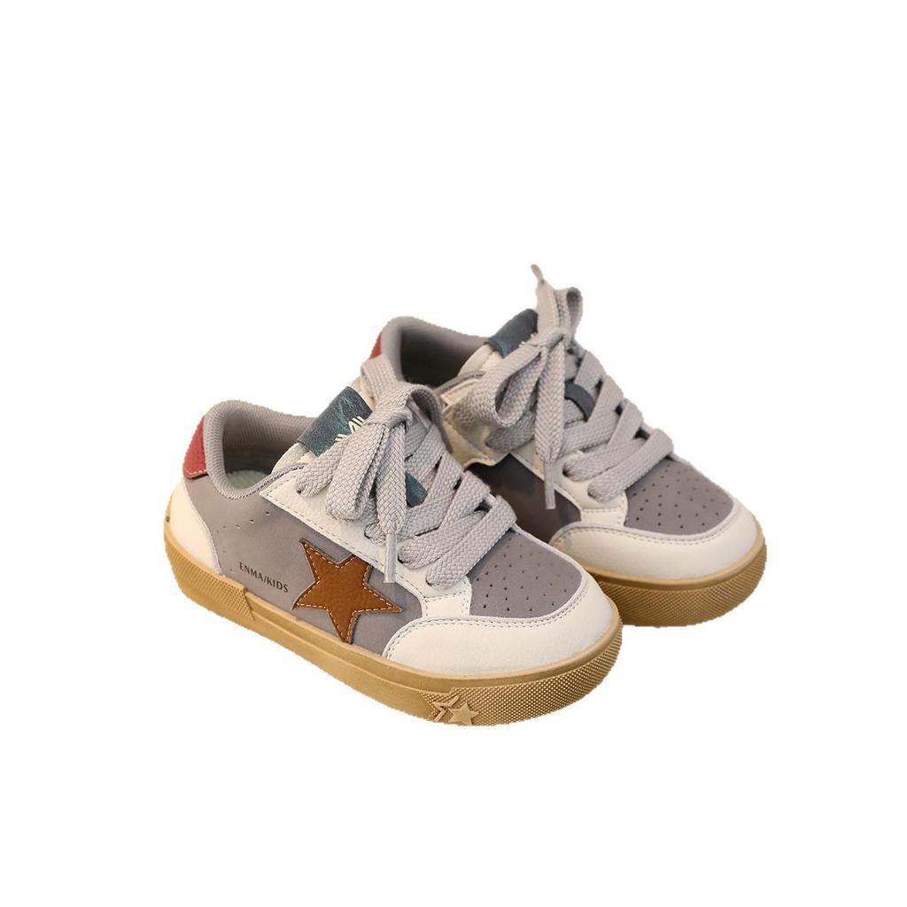 Kids' Genuine Leather Skate Shoes 2025: New Spring/Autumn Style with Star Design for Boys and Girls