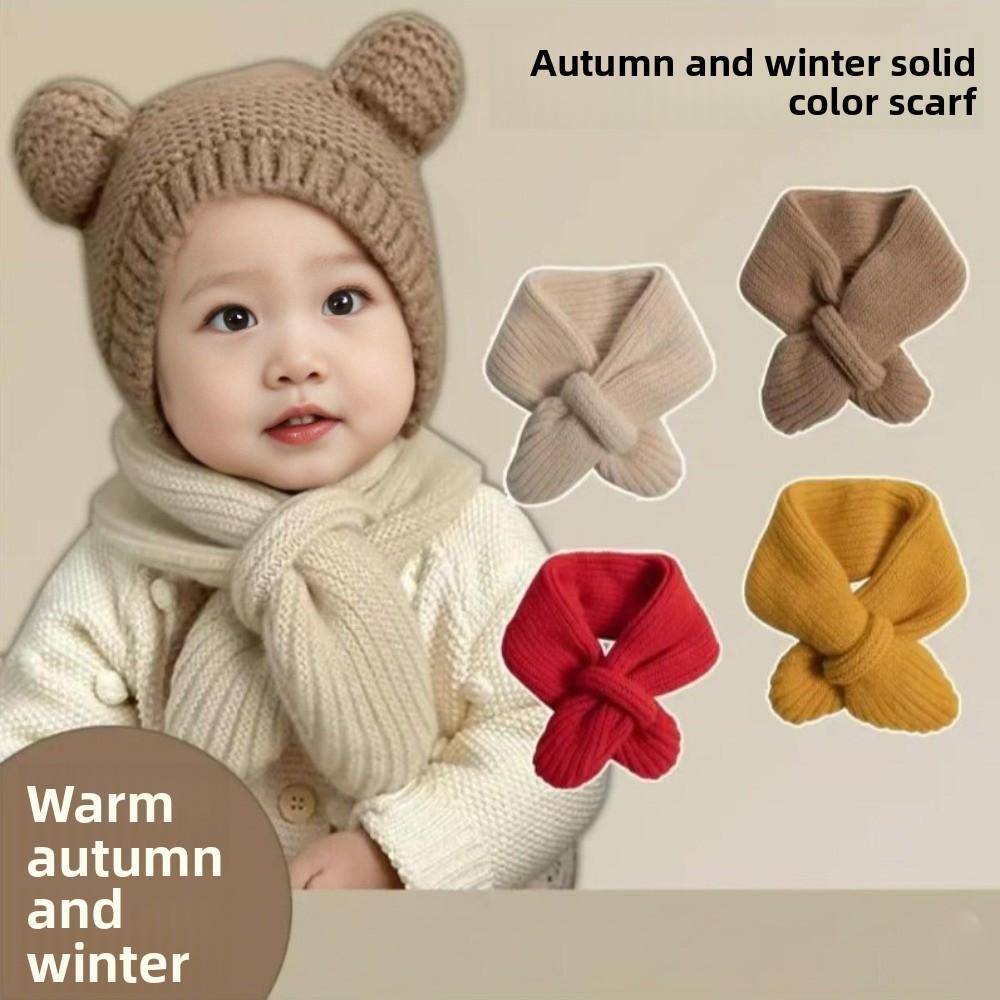 New Windproof Neck Warmer Coldproof Solid Color Knitted Scarf Warm Knitted Scarves Bib Gift