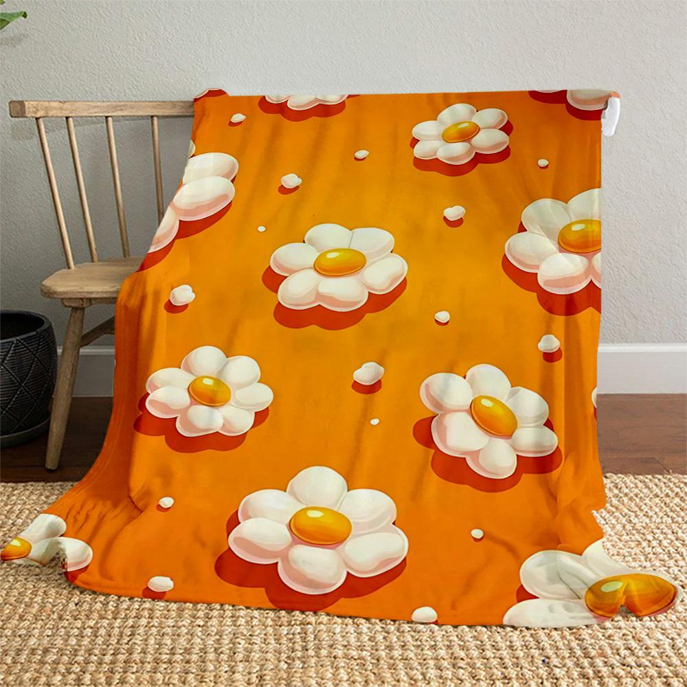 1pc Flower Pattern Outdoor Flannel Blanket Soft Warm All-Season Throw for Sofa Bed Car Camping Office, Cozy Gift Idea1136S