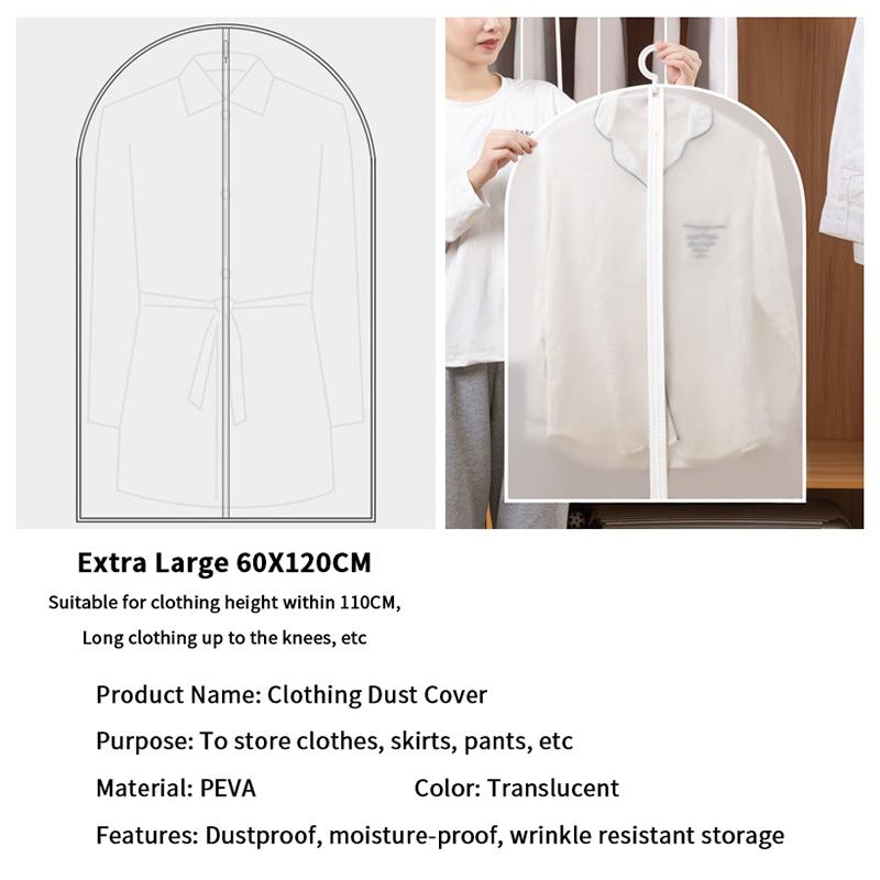 Thickened Washable Clothes Hanging Dust Cover Cover Suit Coat Transparent Fully Enclosed With Zipper Clothes Storage Bag