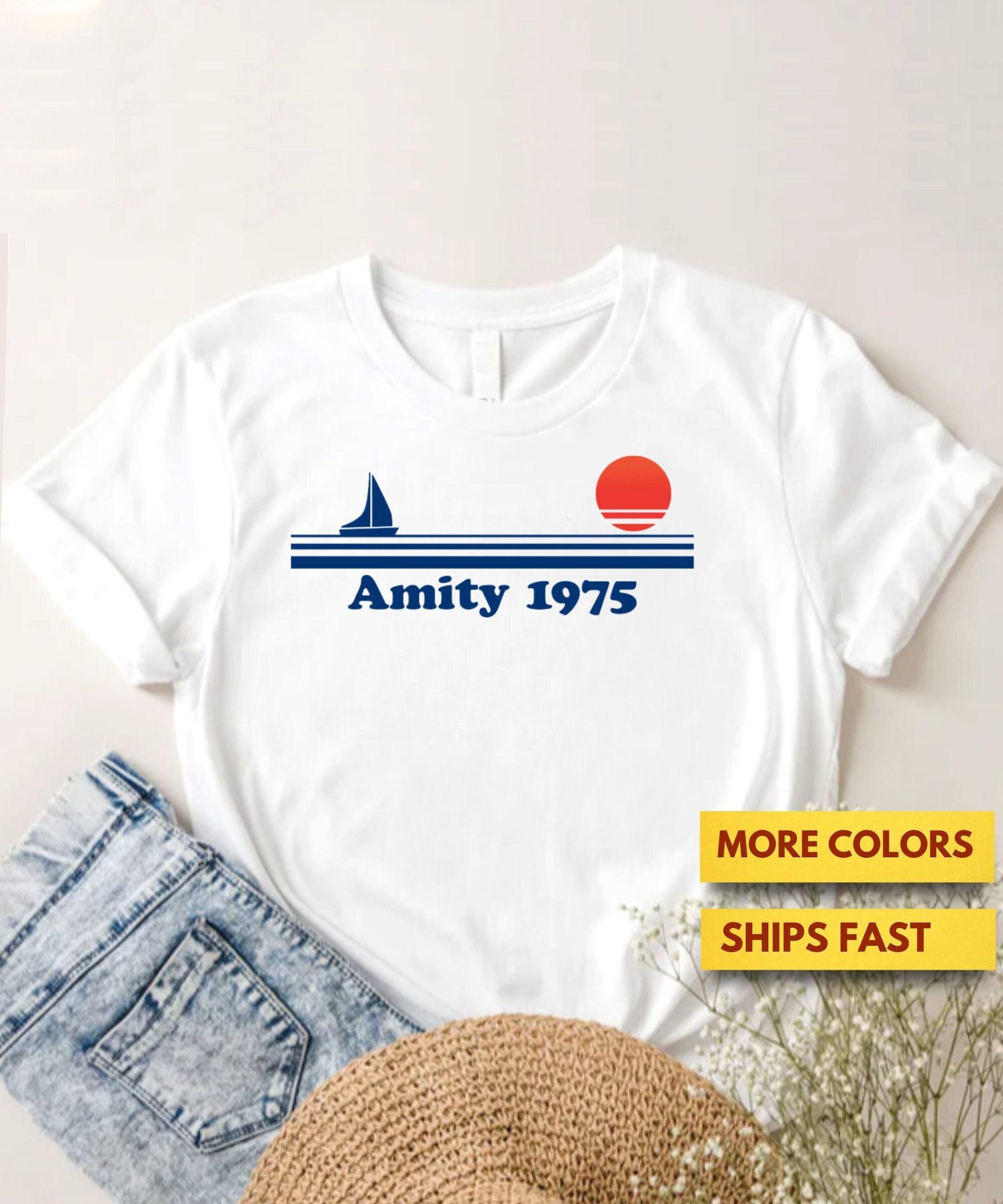Jaws Amity 1975 Shirt, Amity Island Shirt, Premium Ultra Soft Tee XL