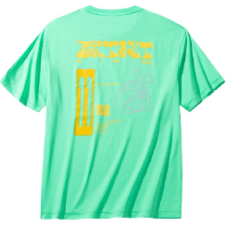 Anta Kyrie Series Pohodlný Všestranný Pletený Top s Krátkým Rukávem s Potiskem Unisex topy Pohádkově Zelená 172431109-5