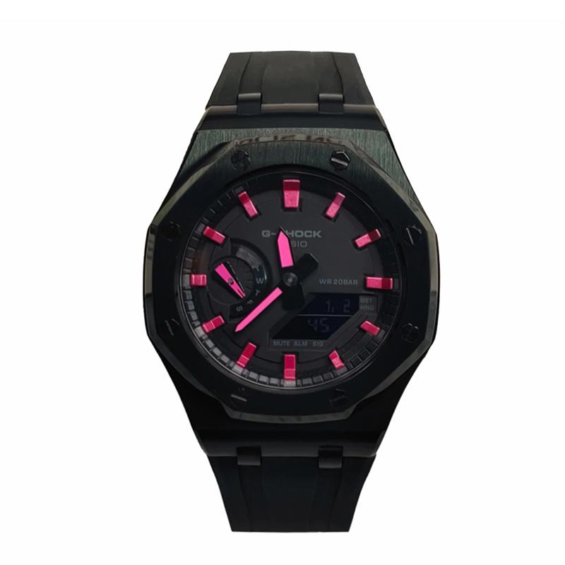 

CASIO Men Liquid Crystal,Analog Dual Display Series 44mm Black Watch GA-2100-1A1(Watch3--) Offshore Black Red