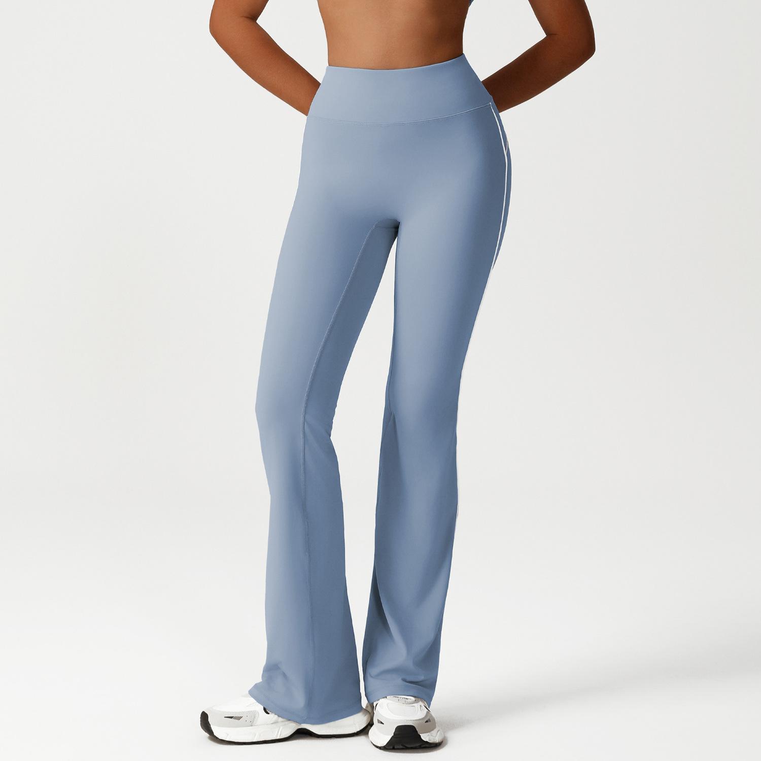 Women s High Waist Flare Yoga Pants Contrast Trim Running Workout Bell Bottom Leggings S