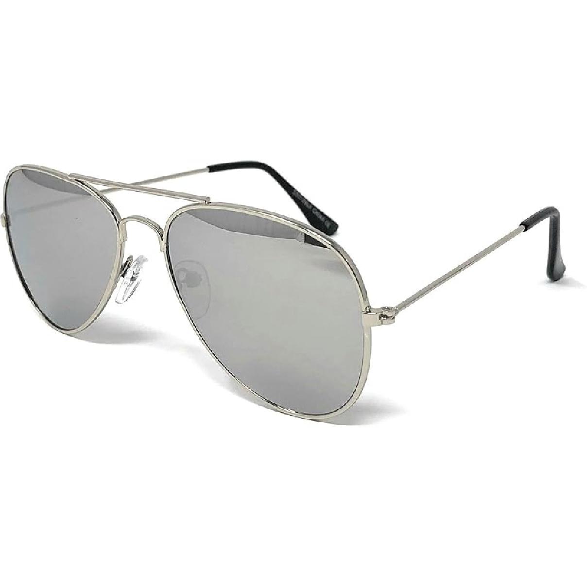 WebDeals Retro - Детские металлические солнцезащитные очки-авиаторы… A#1 Silver Frame, Silver
