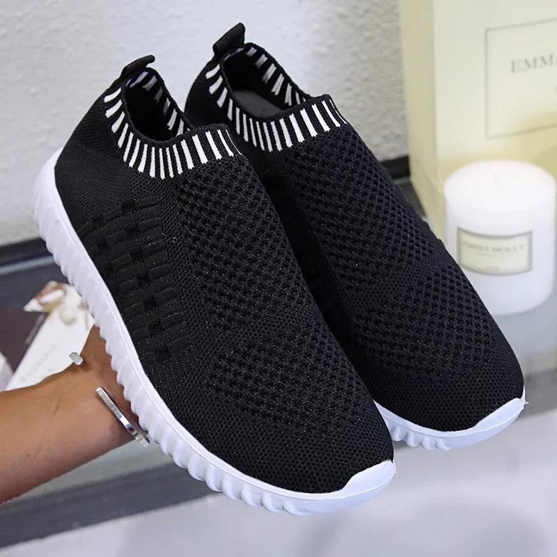Women'S  New Fashion Mesh Sneakers Breathable Lazy Flat Shoes Non Slip Outdoor Hiking Women'S Sports Trendy Tennis Shoes