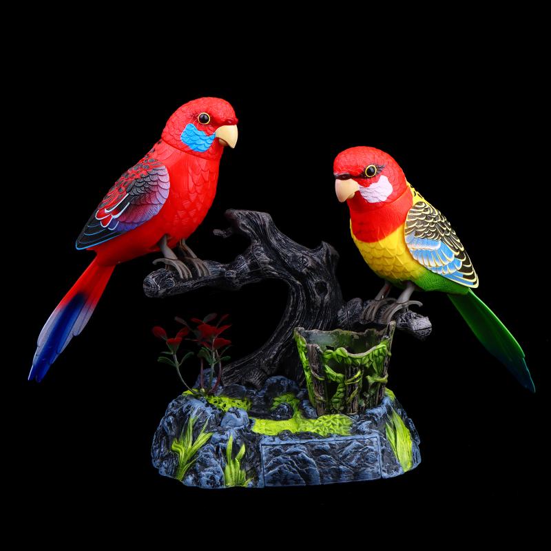 Electronic Sound Activated Motion Sensor Singing Parrot Toy With Realistic Chirping And Moving Actions For Home Decoration