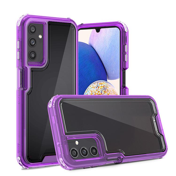 Transparent Blue Three-in-one Mobile Phone Case for Samsung A14 5 Airbags Anti-fall and Four-corner Protection