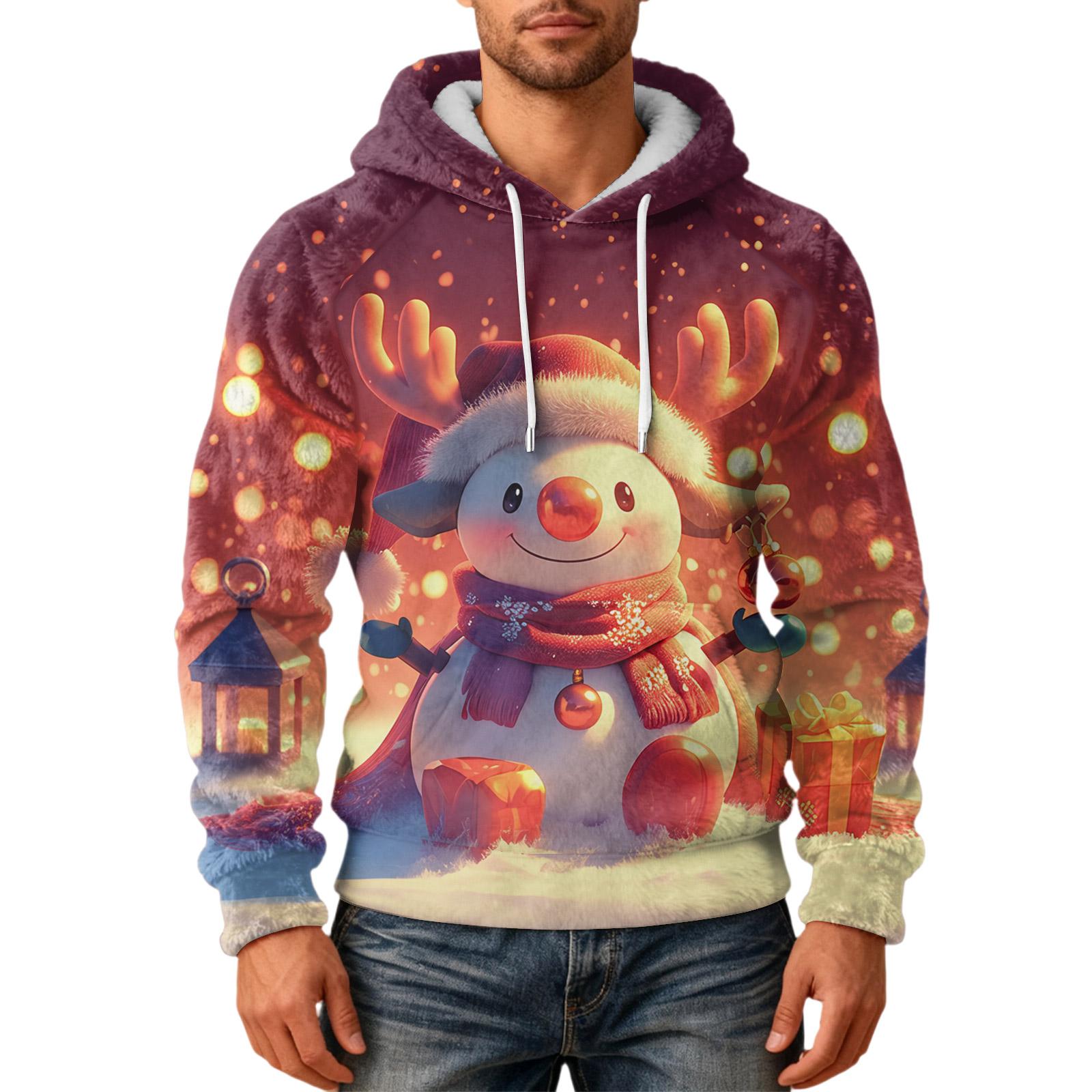 

Мужская Мода Досуг Капюшон Капюшон Плюшевый Длинный Рукав Толстовка XL винный