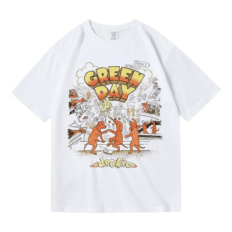 GreeDay Tričko kapely Green Day Pánské Rockové Letní Čistá bavlna Kulatý výstřih Krátký rukáv Studentské Volné a Všestranné Top
