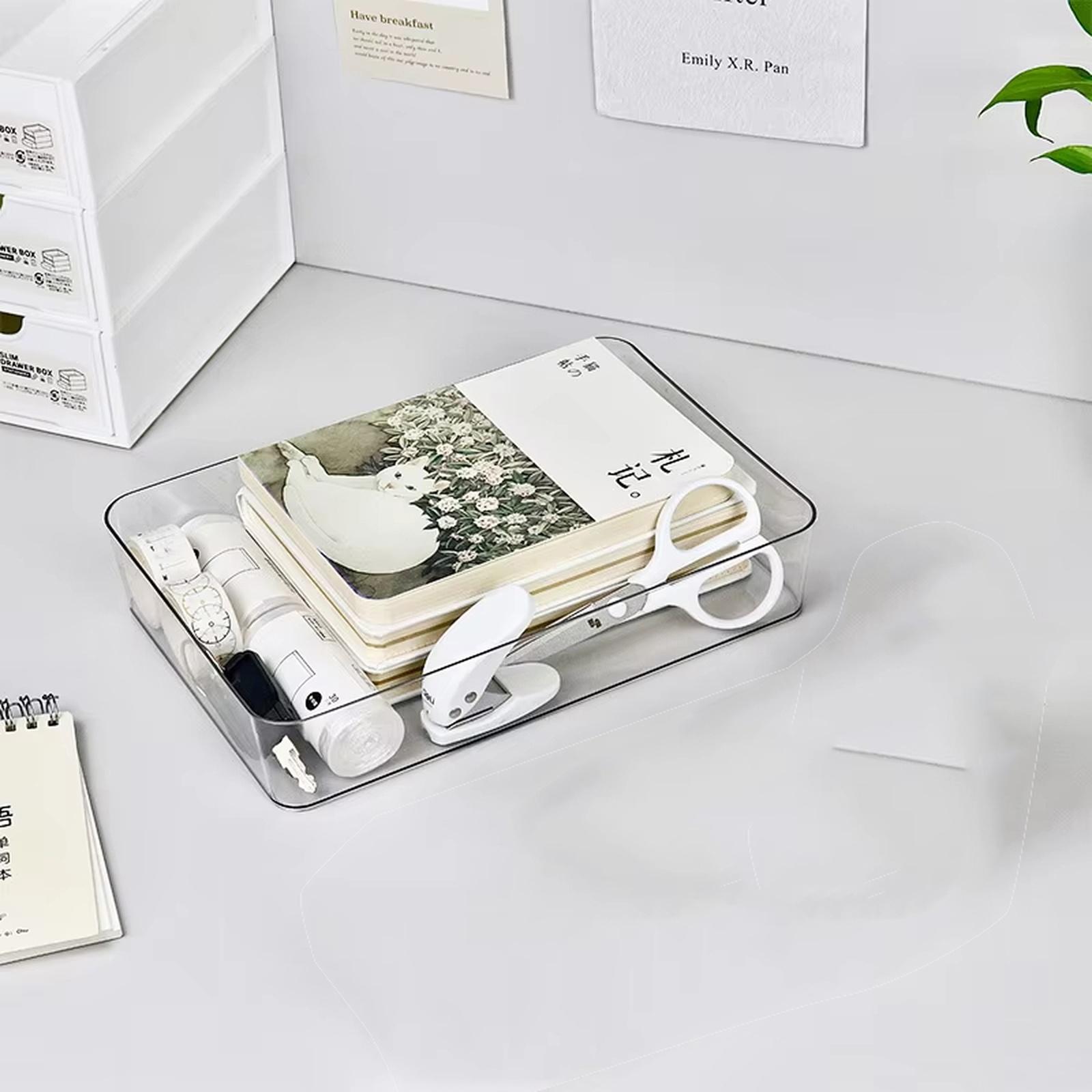 Acrylic Clear Drawer Organizer Desktop Storage Box for Stationery Cosmetics one size